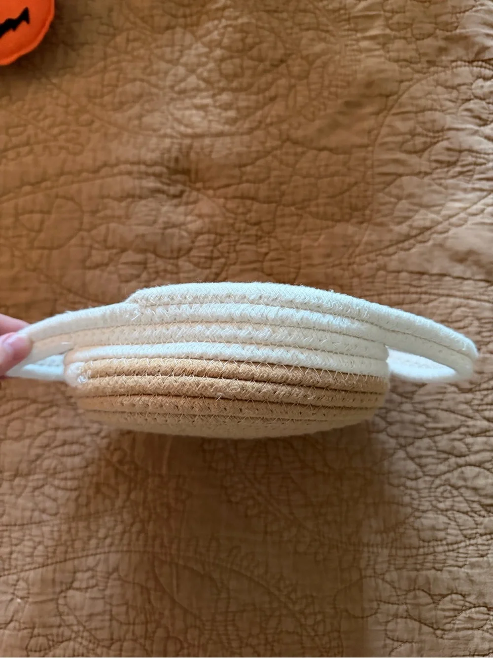 Rope Basket in White and Brown Small